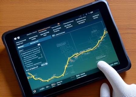 Grafico di pianificazione del viaggio su un tablet sofisticato, mostrando condizioni meteo e rotta
